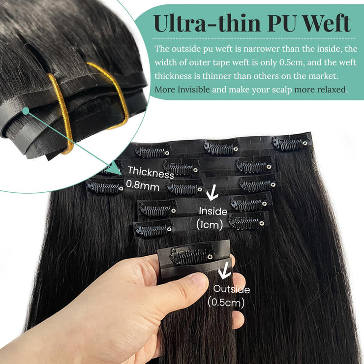 OFF BLACK (1B) Clip IN  HAIR EXTENSIONS